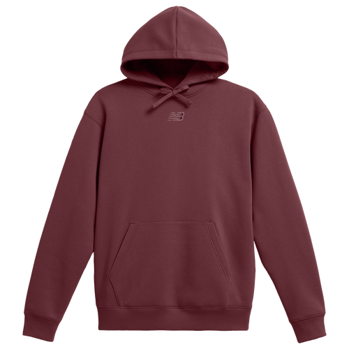 New Balance Mens Oversized Center Embroidered Hoodie - - Burgundy