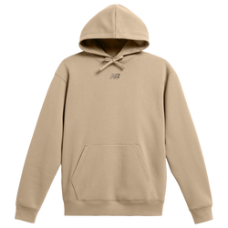 Men's - New Balance Oversized Center Embroidered Hoodie - Tan/White