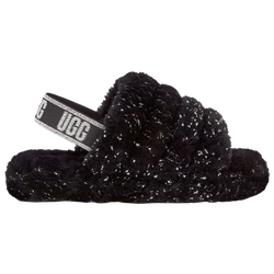 Girls' Grade School - UGG Fluff Yeah Slides - Black/Black