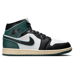 Women's - Jordan AJ 1 Mid  - Black/White/Oxidized Green