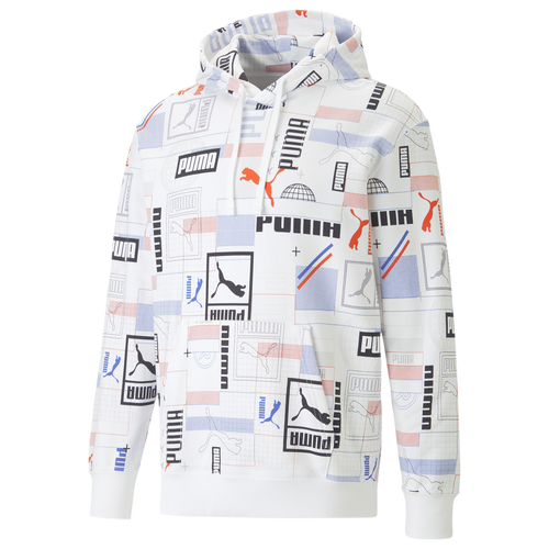 

PUMA Mens PUMA Classics AOP Pullover Hoodie - Mens White/Multi Size S