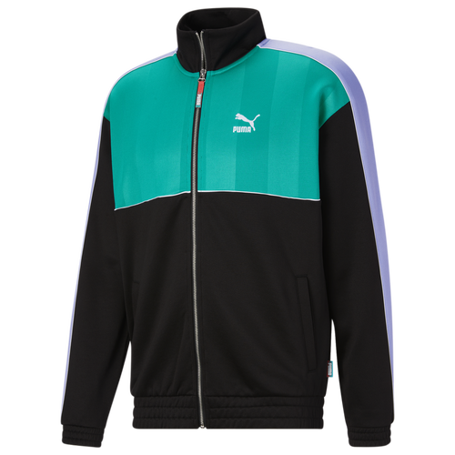 

PUMA Mens PUMA Fandom T7 Jacket - Mens Black/Teal/Purple Size XL