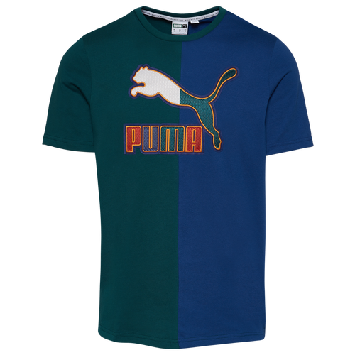

PUMA Mens PUMA New Heritage Logo T-Shirt - Mens Green/Blue Size S