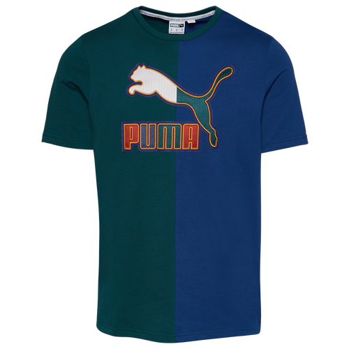 

PUMA New Heritage Logo T-Shirt - Mens Green/Blue Size S