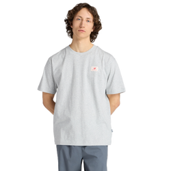 Men's - New Balance Woven Label T-Shirt - White/Red/Athletic Grey