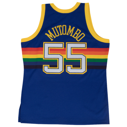 

Mitchell & Ness Mens Dikembe Mutombo Mitchell & Ness Nuggets Swingman Jersey - Mens Royal/Yellow Size S