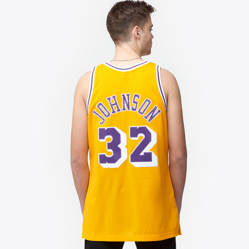 

Mitchell & Ness Mens Earvin Magic Johnson Mitchell & Ness Lakers Swingman Jersey - Mens Purple/Yellow Size L