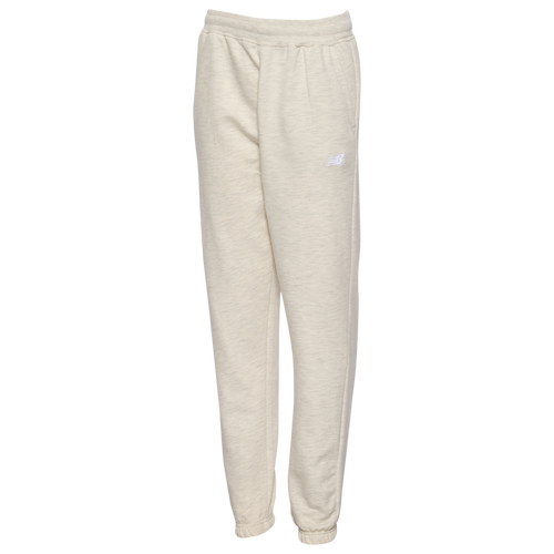 Boys New Balance Fleece Joggers - Boys' Grade School Oatmeal Heather/White Size M