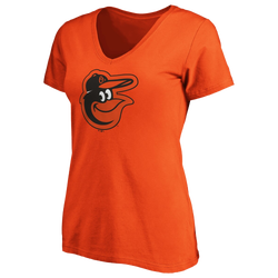 Women's - Fanatics Orioles Core Official Logo V-Neck T-Shirt - Orange/Orange