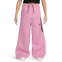 Girls' Grade School - Nike NSW Tech Fleece Wide Leg Pants  - Black/Pink Rise