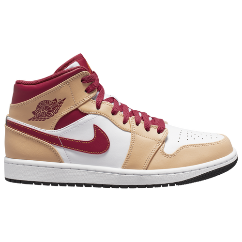 Jordan Air  1 Mid Sneakers In White/tan/red