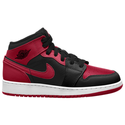 Boys' Grade School - Jordan AJ 1 Mid - Black/Gym Red/White