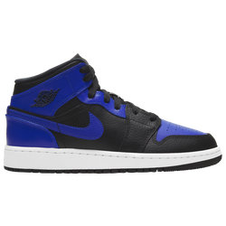 Girls' Grade School - Jordan AJ 1 Mid - Black/Hyper Royal/White