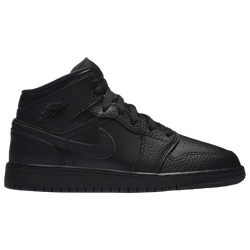 Boys' Grade School - Jordan AJ 1 Mid - Black/Black/Black