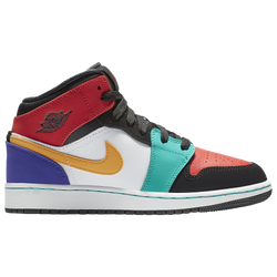 Girls' Grade School - Jordan AJ 1 Mid - White/University Red/Black