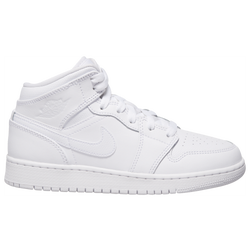 Boys' Grade School - Jordan AJ 1 Mid  - Blanc/Blanc/True White