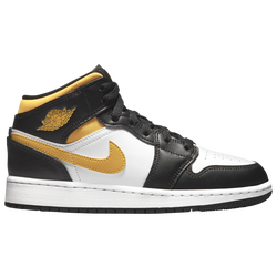 Girls' Grade School - Jordan AJ 1 Mid - White/Pollen/Black