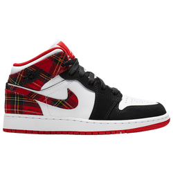 Boys' Grade School - Jordan Air Jordan 1 Mid - Santa Red/Black/White