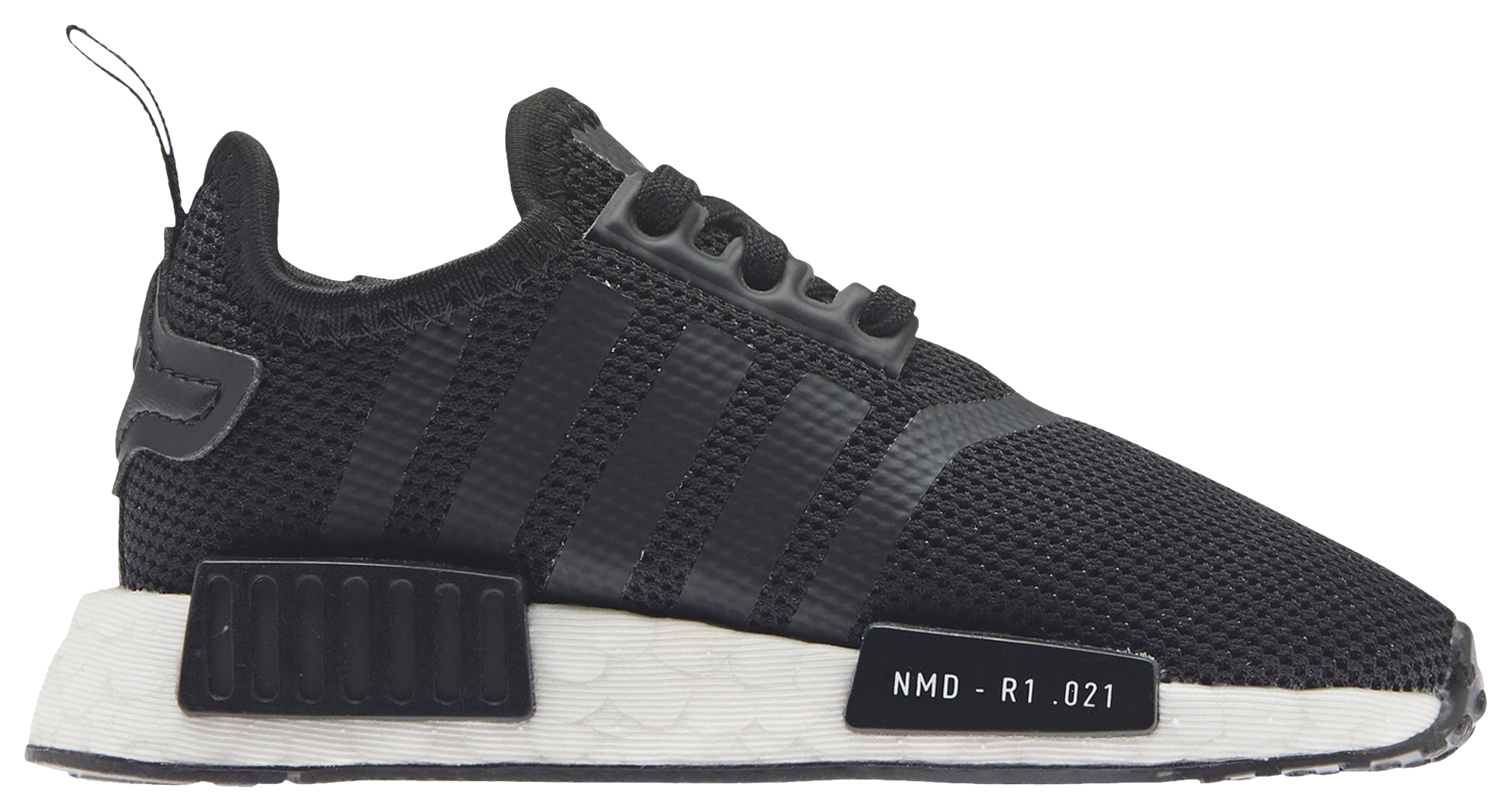 Nmd black with sales white writing