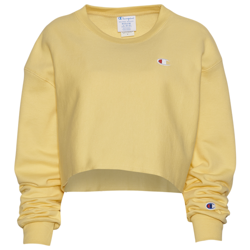 

Champion Womens Champion Reverse Weave Cropped Cut Off Crew - Womens Yellow Size L