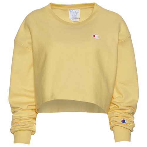 Champion Women's Reverse Weave Cut-off Cropped Sweatshirt In Yellow |  ModeSens