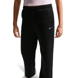 Girls' Grade School - Nike NSW Studio Fleece Open Hem Pants  - White/Black