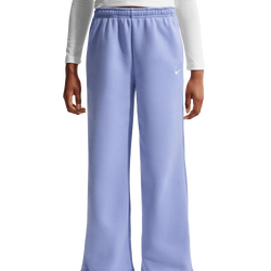 Girls' Grade School - Nike NSW Studio Fleece Open Hem Pants  - Light Thistle/White
