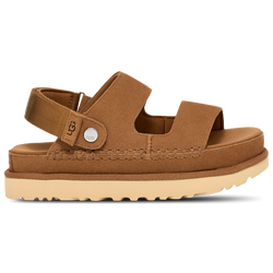 Women's - UGG Goldenstar Adjustable Slides  - Brown/Brown
