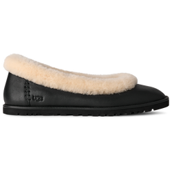 Women's - UGG Zora Leather Ballet Flats  - Black