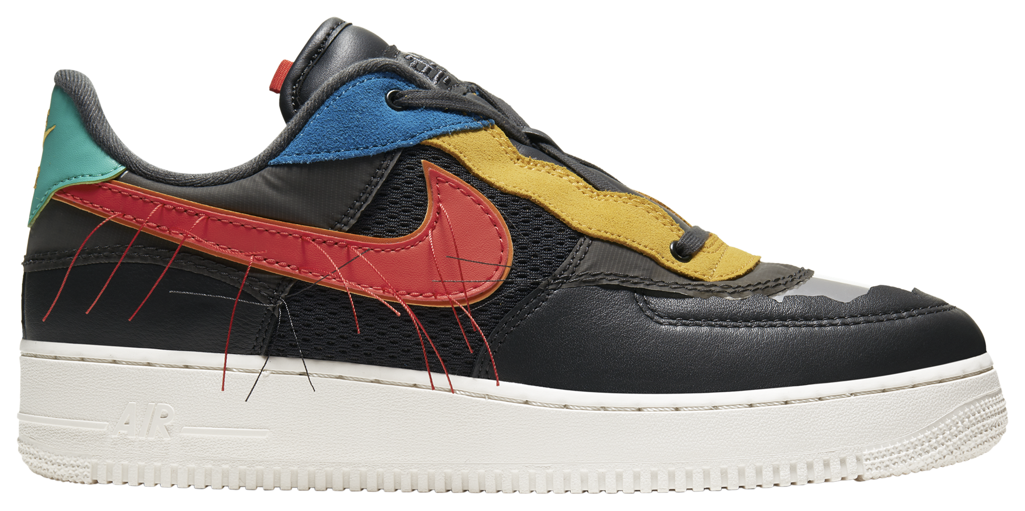 red blue and yellow air force ones