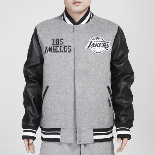 

Pro Standard Mens Los Angeles Lakers Pro Standard Lakers Varsity Jacket - Mens Heather Grey/Black Size S