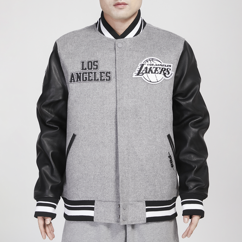 

Pro Standard Mens Los Angeles Lakers Pro Standard Lakers Varsity Jacket - Mens Heather Grey/Black Size L