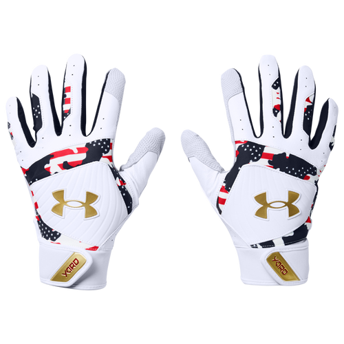 

Under Armour Mens Under Armour Yard 21 Batting Gloves - Mens White/Midnight Navy/Metallic Gold Size L