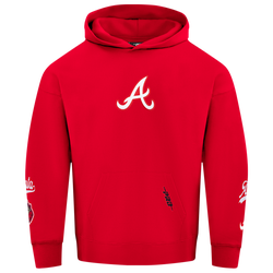 Men's - Pro Standard Braves Living Large Drop Shoulder PO Hoodie - Red/White