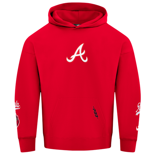  - Pro Standard Braves Living Large Drop Shoulder PO Hoodie - Red/White