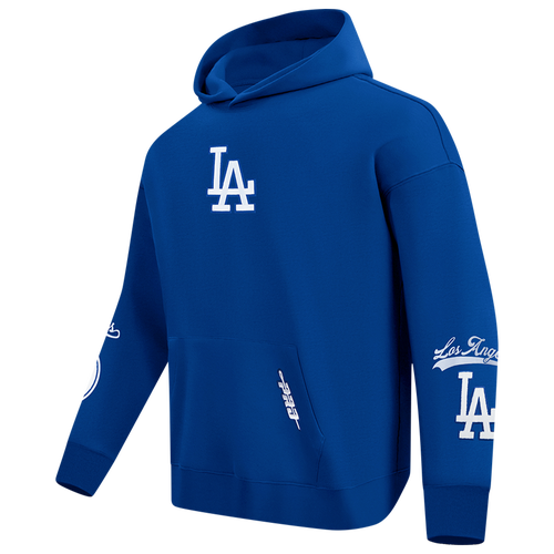  - Pro Standard Dodgers Living Large Drop Shoulder PO Hoodie - Blue/White Gray
