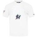Pro Standard Marlins Living Large CJ Drop Shoulder T-Shirt - Pro Standard White/Black Blue