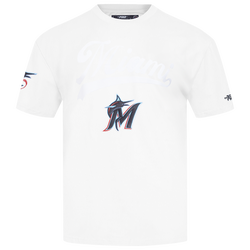 Men's - Pro Standard Marlins Living Large CJ Drop Shoulder T-Shirt - White/Black/Blue