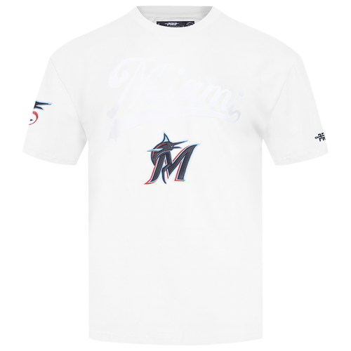 MENS - Pro Standard Marlins Living Large CJ Drop Shoulder T-Shirt - White/Black Blue