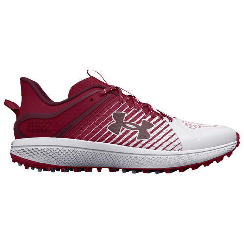 

Under Armour Mens Under Armour Yard Turf - Mens Baseball Shoes Cardinal/White/White Size 10.0