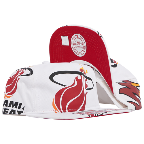 

Mitchell & Ness Mens Miami Heat Mitchell & Ness Heat In Your Face Deadstock Snapback - Mens White/Red Size One Size