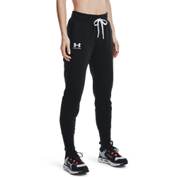 Women's - Under Armour Rival Fleece Joggers - Black/White