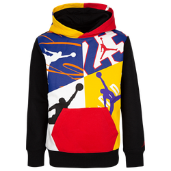Boys' Grade School - Jordan Crossover Pullover Hoodie - Black/White/Deep Royal Blue/University Gold