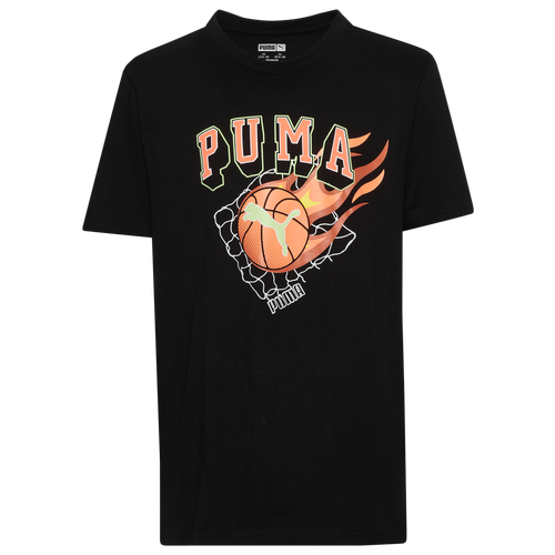 

Boys PUMA PUMA GITD Fireball Graphic T-Shirt - Boys' Grade School Black/Orange Size XL