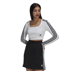 Women's - adidas 3 Stripe Longsleeve T-Shirt - White/White