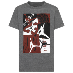 Boys' Grade School - Jordan Cross Court T-Shirt - Dark Grey Heather/Red