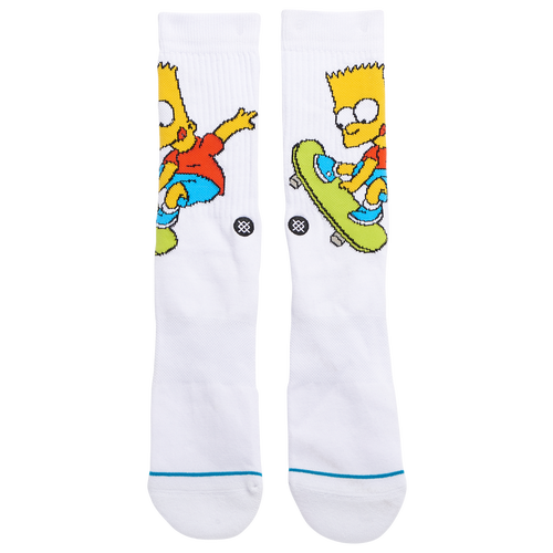 

Stance Mens Stance Bart Simpson Crew Socks - Mens White/Multi Color Size L