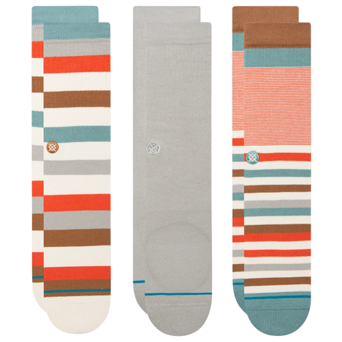 

Stance Mens Stance Waldos Stripe 3 Pack Crew Socks - Mens Orange/Grey/Teal Size L