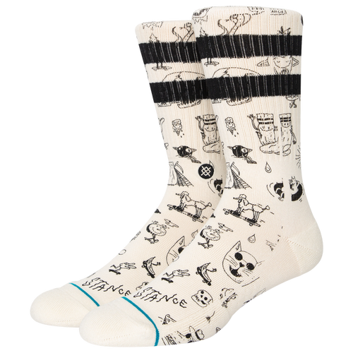 

Stance Mens Stance Tagged Socks - Mens Off White/Black Size L