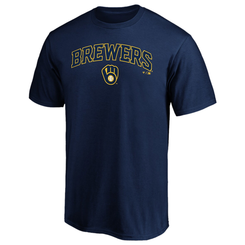 

Fanatics Mens Milwaukee Brewers Fanatics Brewers Logo Lockup T-Shirt - Mens Navy/Navy Size S
